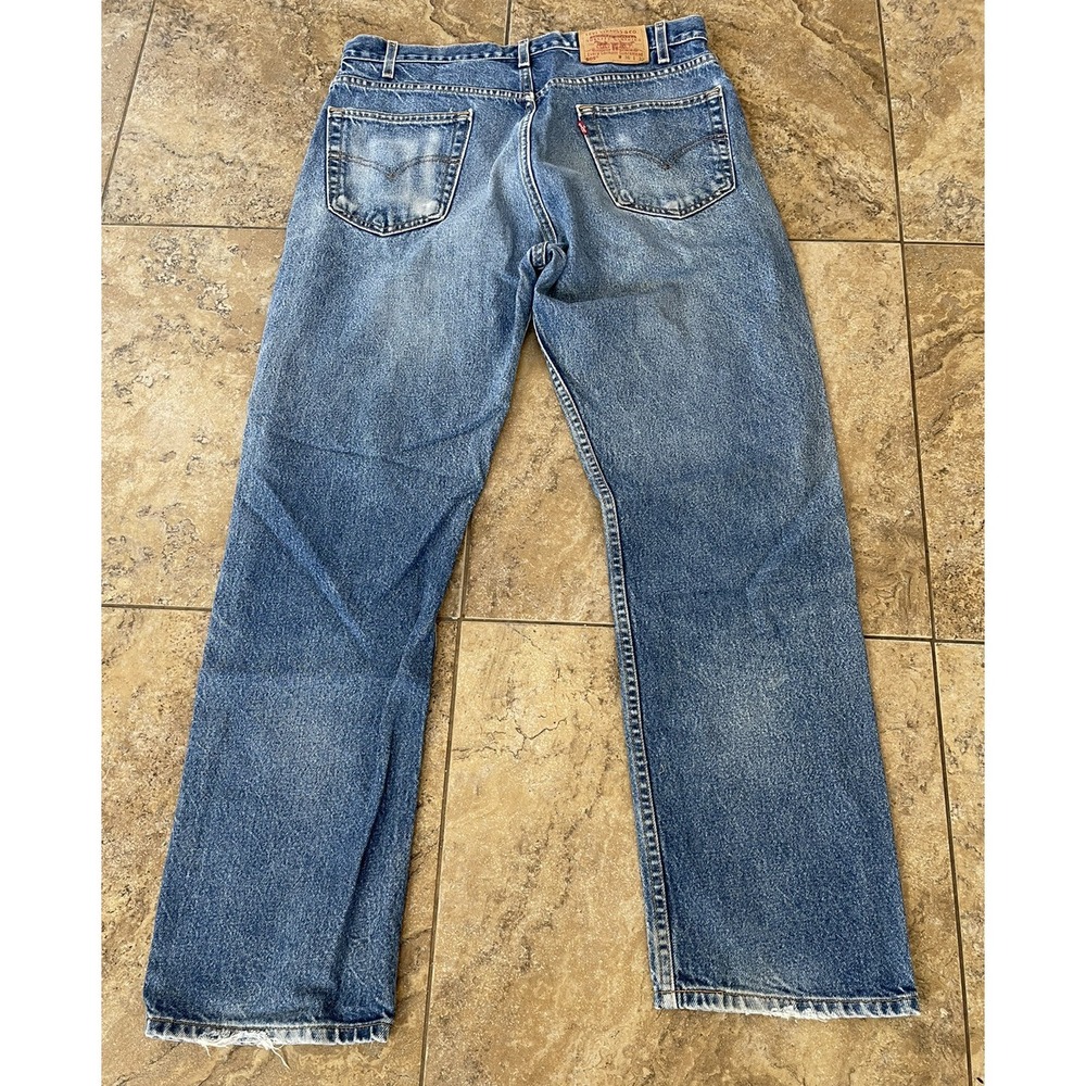 - Mens Jeans size 36 X 32 LEVIS 505 REGULAR STRAIGHT, BLUE DENIM STRETCH - Picture 5 of 9